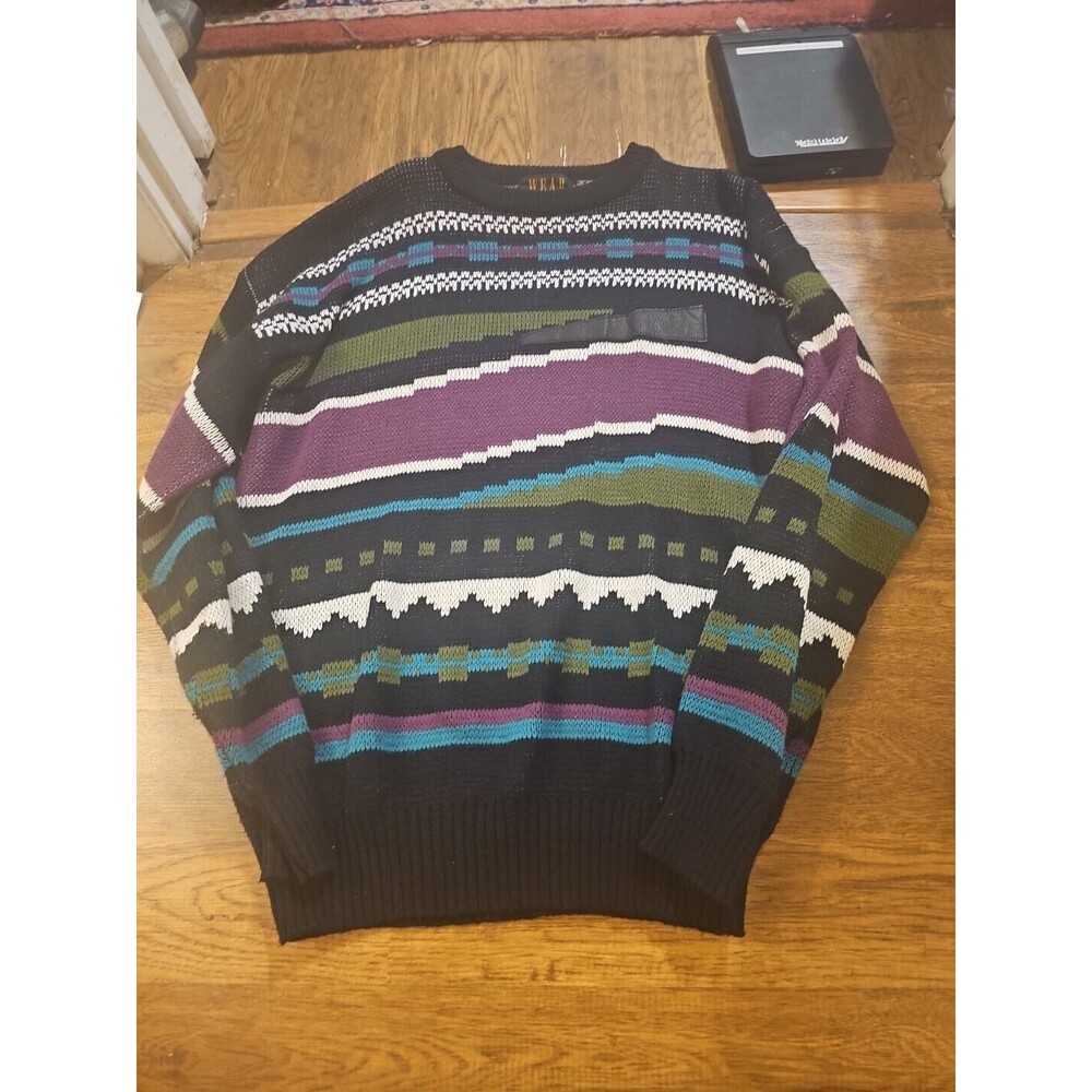 VTG 90s Wear The Right Thing by Henri Valdise Sweater Mens XL Abstract Geometric